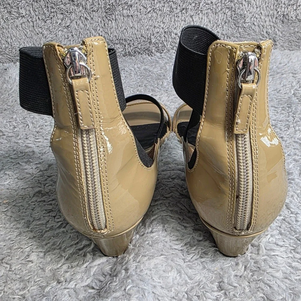 Diane von Furstenberg DVF‎ Wedge Sandals Nude Patent Italian Leather Womens 9